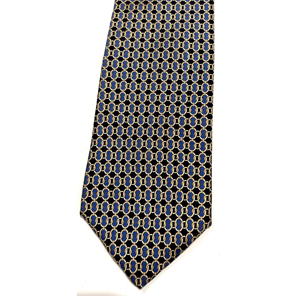 Brooks Brothers Mens Tie Makers‎ Gold Links Black Blue 59 1/2 Length